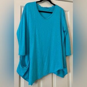 Fresh Produce Aquarium Blue Cotton Top‎ With Pocket Size Medium